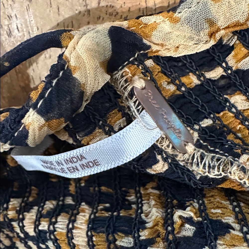 Free People l Roma Black and Gold Leopard Print Blouse - Picture 8 of 8